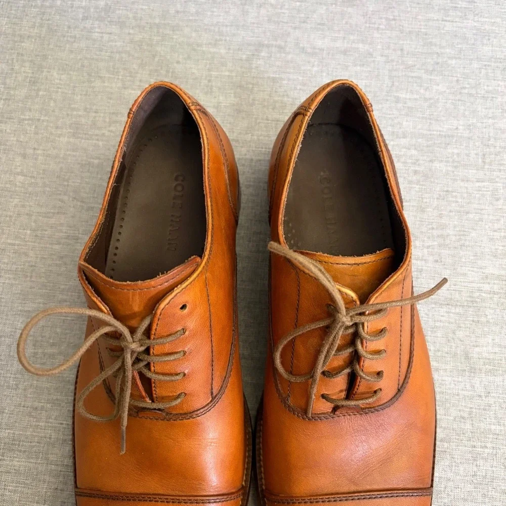 Cole Haan Oxford Dress‎ Shoes Mens 10 M Tan C12337 Cap Toe Leather Classic